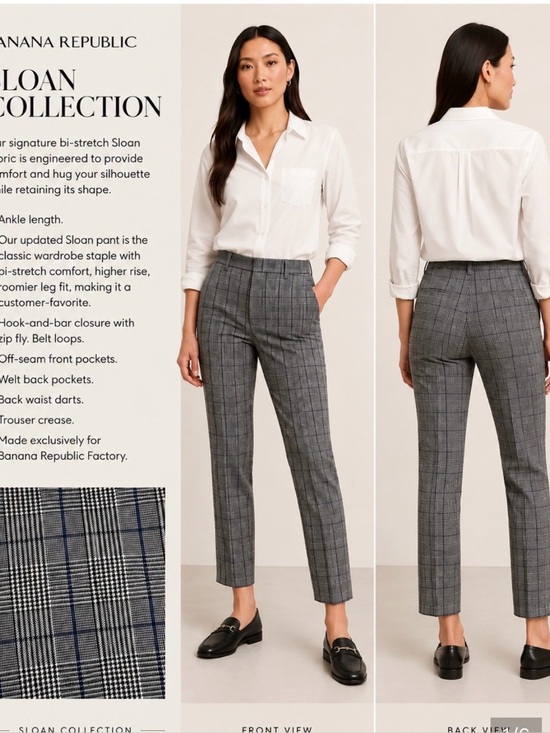 Banana Republic Pants - Banana Republic Women’s Sloan Plaid Ankle Length Pants Trousers. Size 6